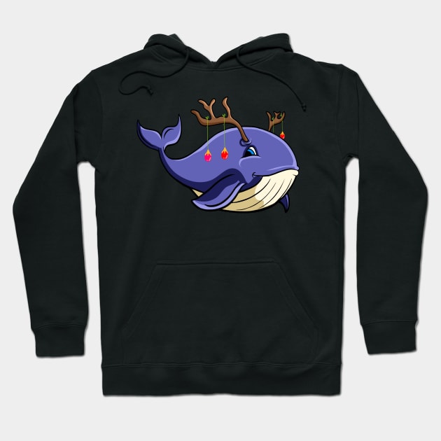 Christmas Narwhale Whale xmas shark with antlers Hoodie by Shirtbubble